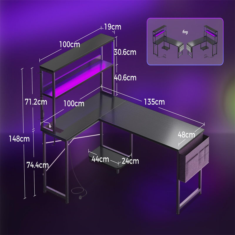 Metal Base Computer Desk, Black