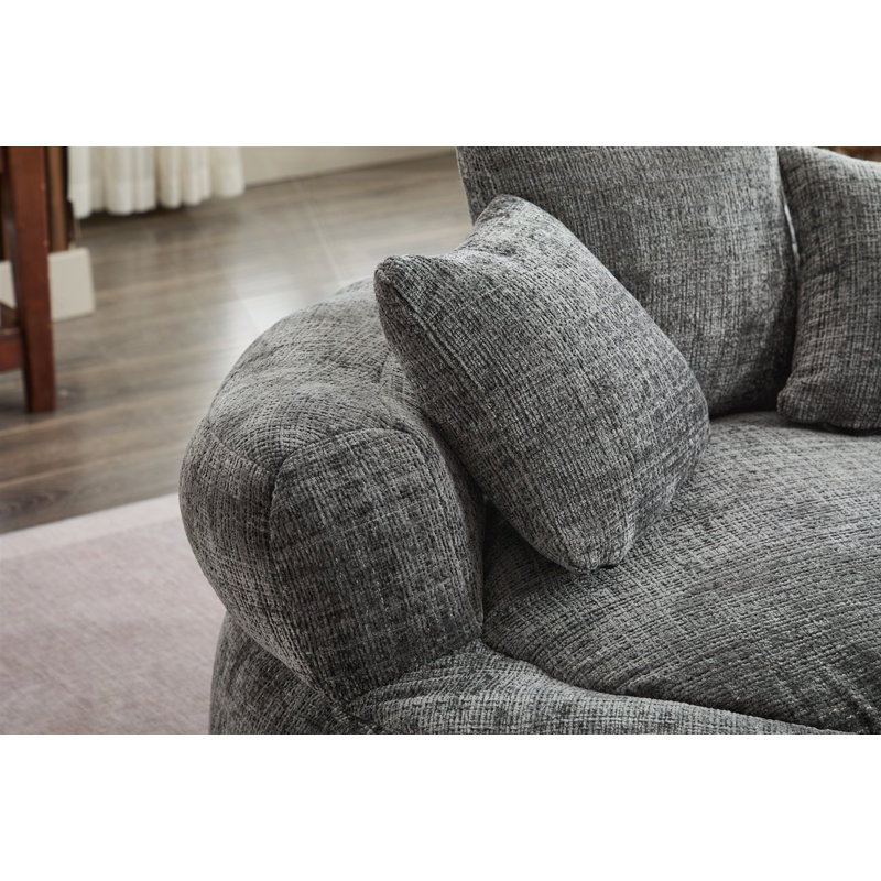 Canapé à billes avec housse en chenille ultra doux, Gris