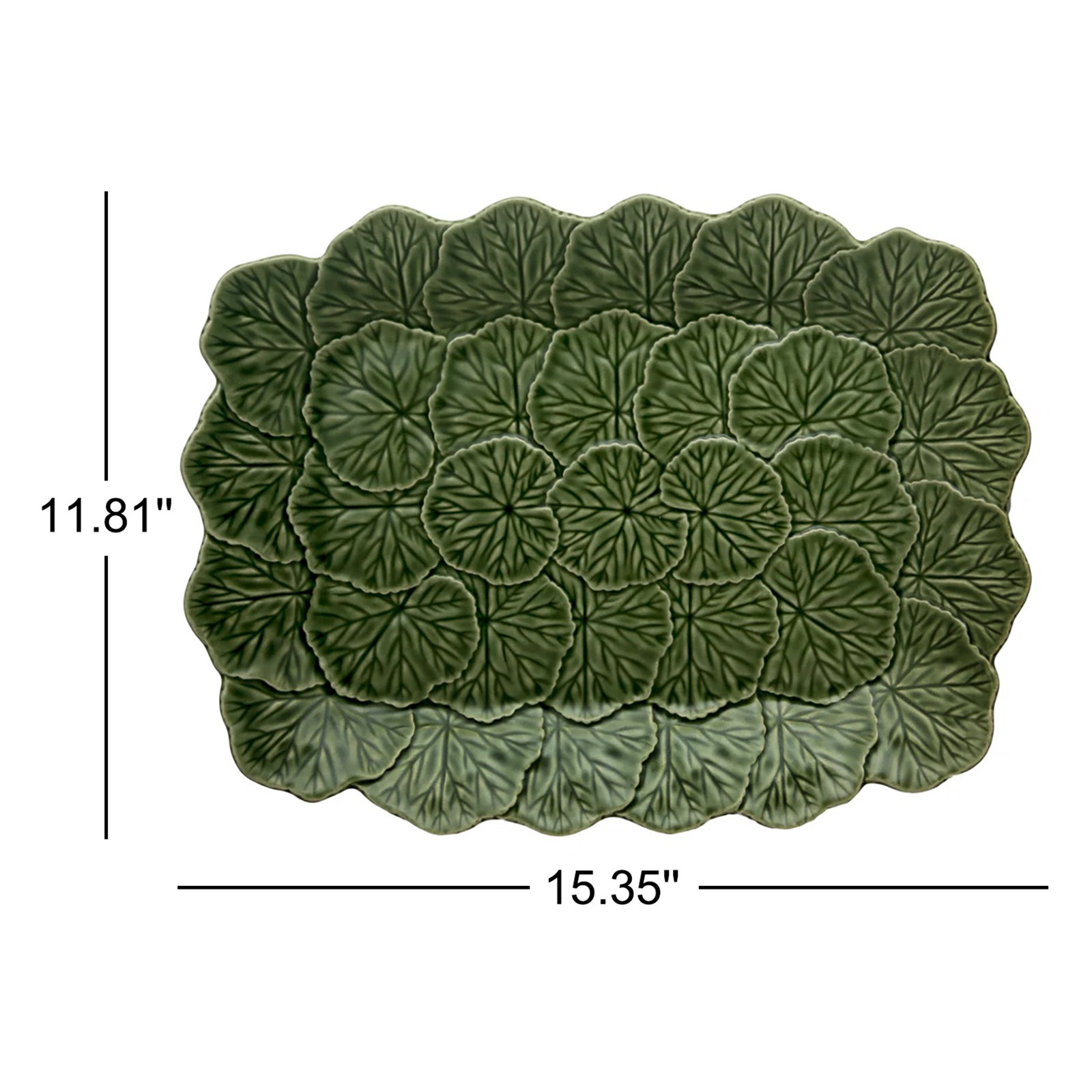 Geranium Rectangle Platter, Green