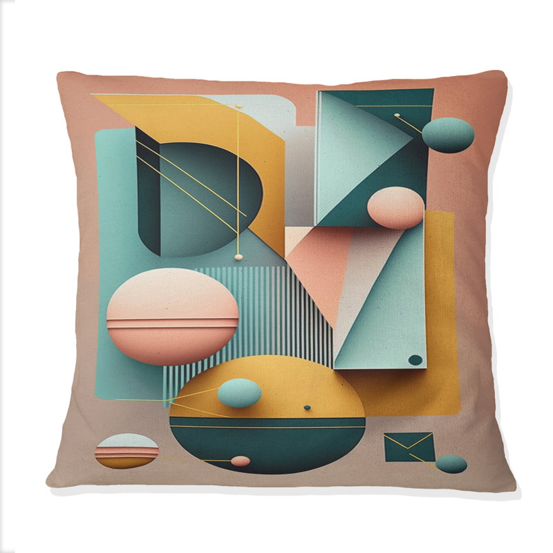 Retro Elementary Geometrics II - Abstract Geometric Printed Throw Pillow