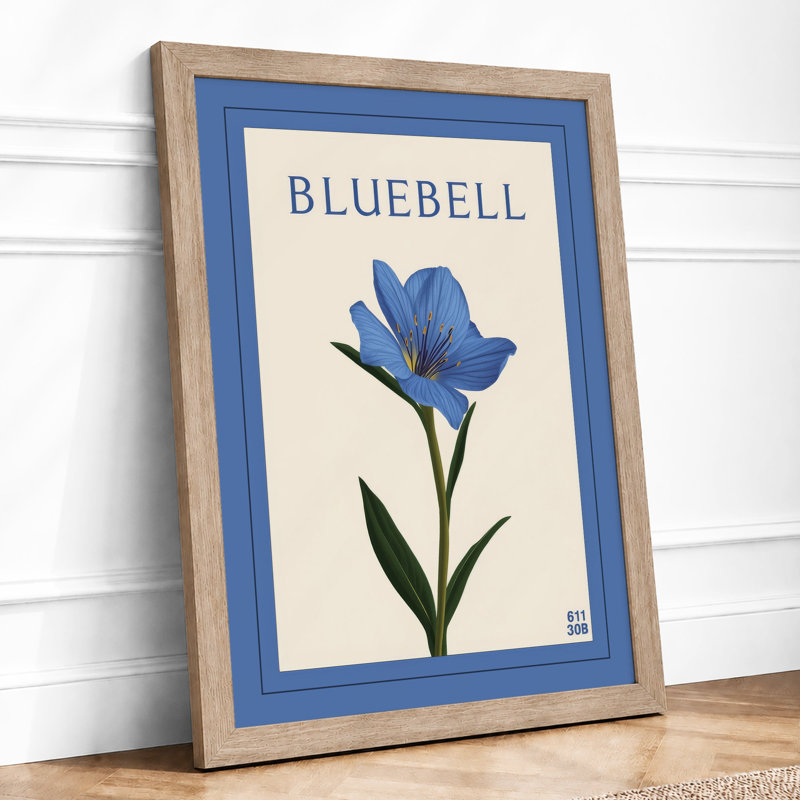 Bluebell Botanical - Framed Print, A2 - 59.4 x 42.0 cm, Oak
