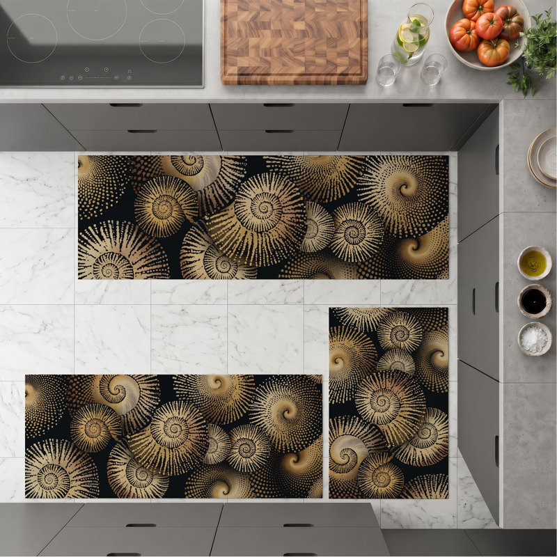 Sunburst Pattern Non-Slip Washable Kitchen Mats