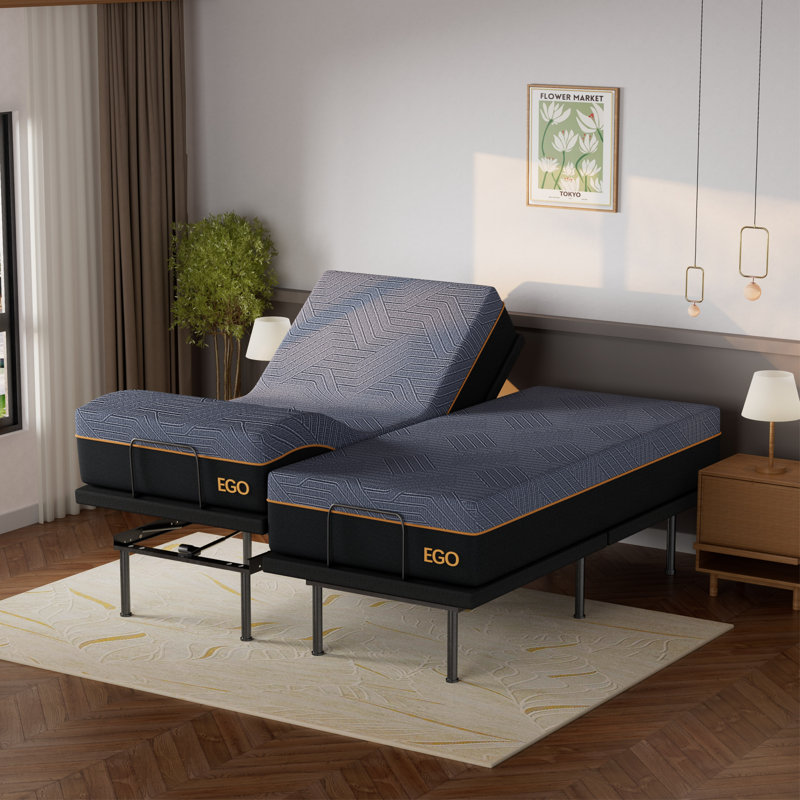 EGOHOME 15“ Zero Gravity Adjustable Bed With 12" Memory Foam Mattress, Wireless Remote Control, California King