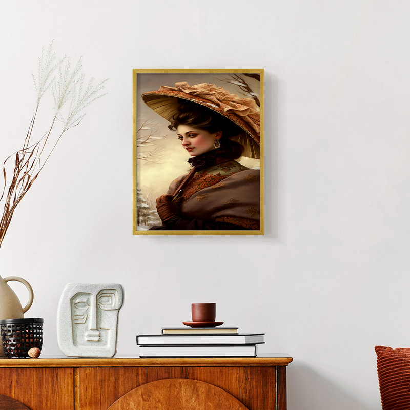 WOMEN Series CMLxxiii - reproduction encadrée de qualité supérieure - prête à être accrochée - aucun clou requis, Doré