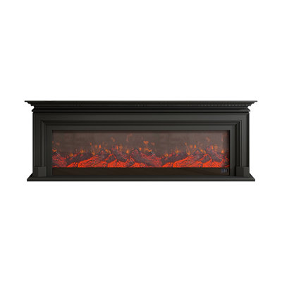 Black Solid Wood TV Cabinet Fireplace