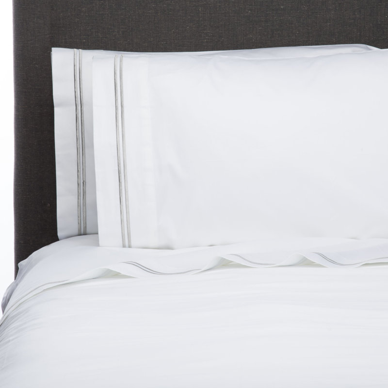 Benin Embroidered 1000 Thread Count 55% Cotton / 45% Polyester Sheet Set, Gray
