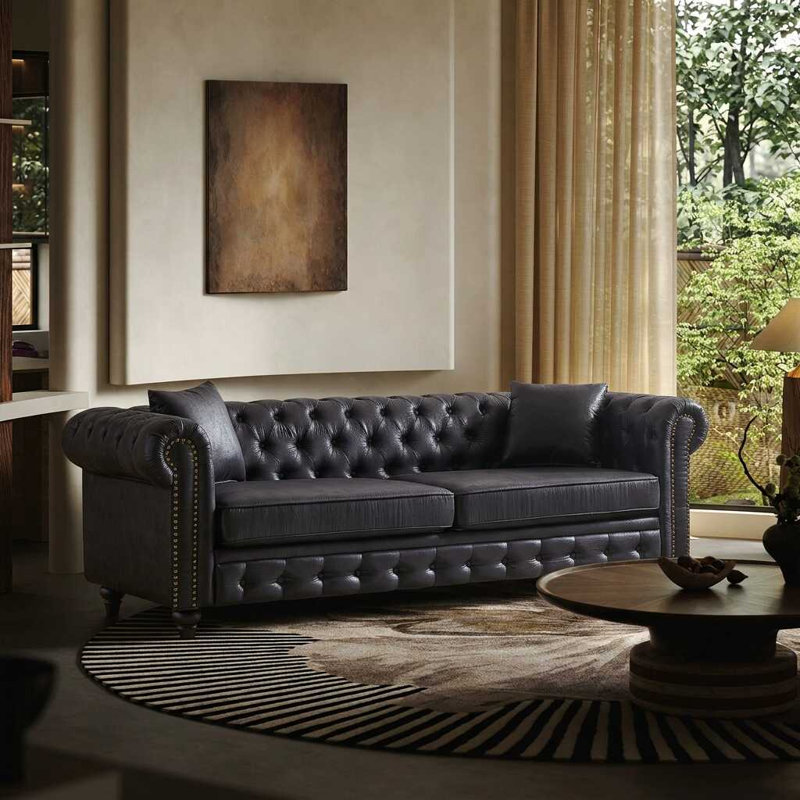 Canapé Chesterfield 85,5 po Air Leather, Black