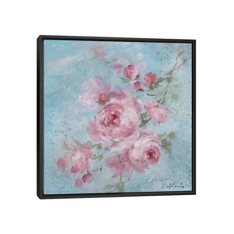 «Winter Rose I» par Debi Coules - reproduction d'art sur toile, H 18 po x l 18 po x P 1,5 po, Toile avec cadre noir