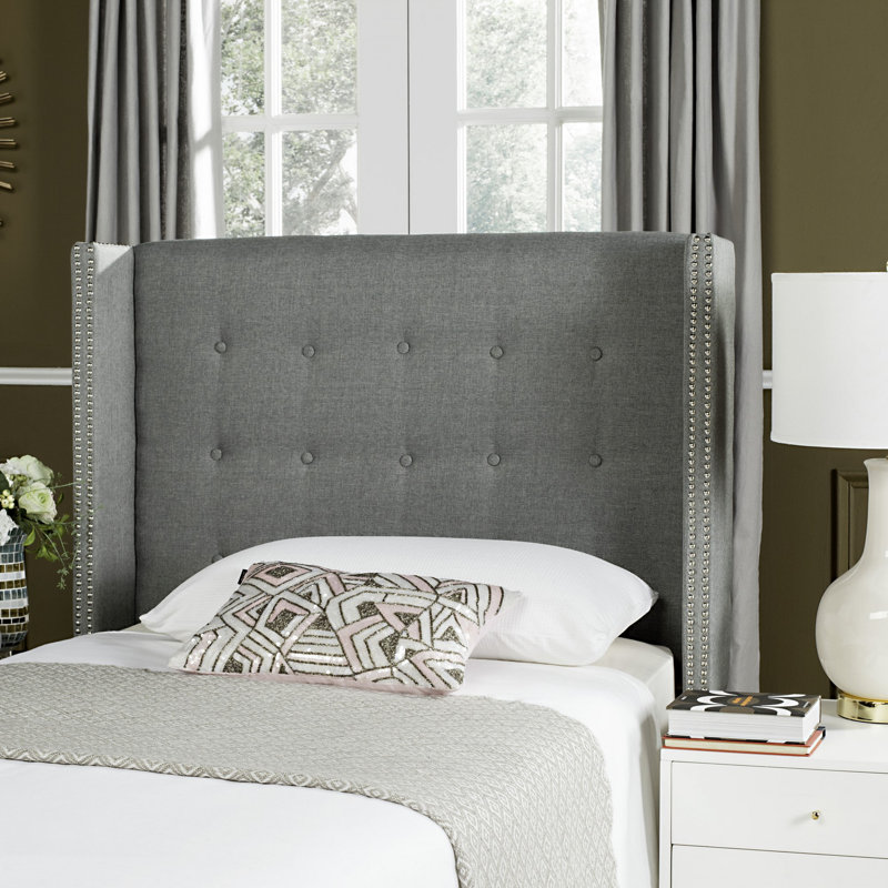 Burch Upholstered Headboard, Twin, Linen Gray