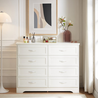 Commode de chambre à coucher moderne, commode avec 8 tiroirs, organisateur de vêtements - poignées en métal pour le salon, la chambre à coucher, le couloir, L 47,6 po x l 15,7 po x H 36,7 po