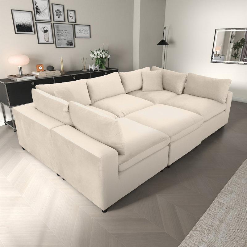 Canapé modulaire en velours Hayward
