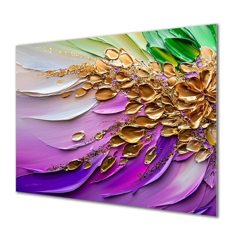 «Purple Bloom Transitional Journey I - Art moderne sur métal, reproduction d'art moderne, 12" H x 20" W x 0.84" D
