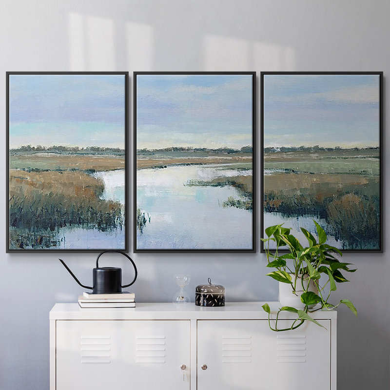 Coastal Plains II 3 pièces, H 40 po x l 78 po, Cadre noir