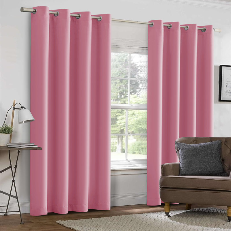 Timiko Blackout Thermal Insulated Curtain Panel, 52" W x 84" L, Pink