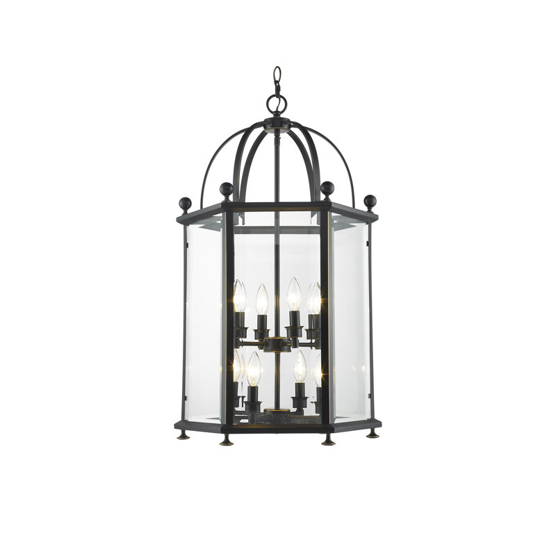 8-Light Bronze Pendant With Clear Glass