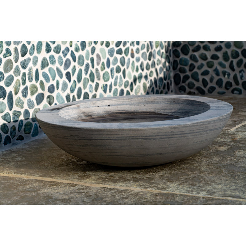 Akeem Natural Stone Birdbath, Grey