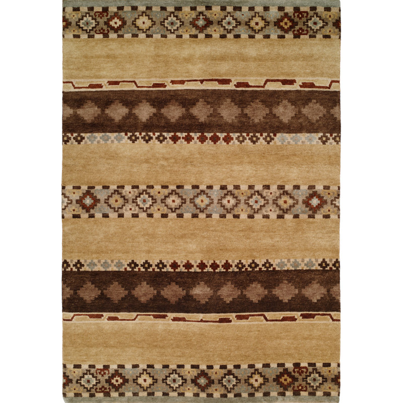Shayla Wool Southwestern Area Rug in Brown, Rectangle 2' x 3'