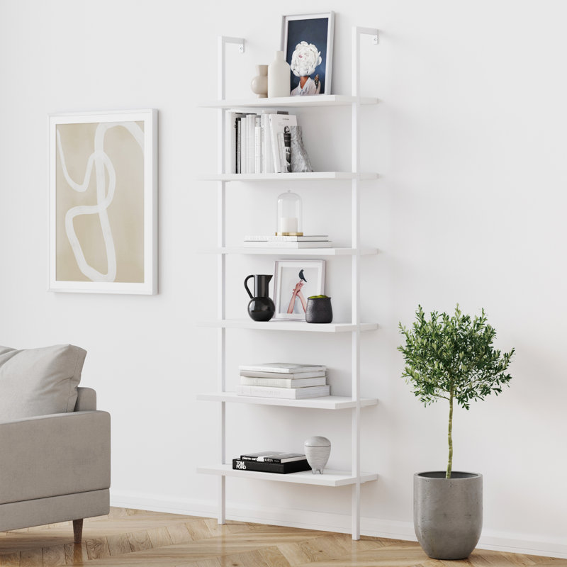 Bibliothèque échelle en acier H 85 "x l 30" Vallon, Blanc et blanc