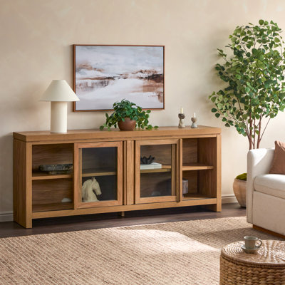 Bateson Modern Window Pane TV Stand/Sideboard with Sliding Doors, 74 Inch