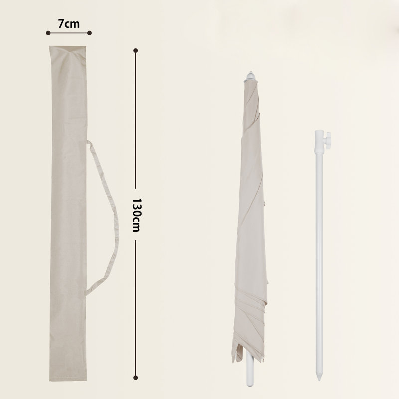 180cm X 125cm Rectangular Tilt Market Parasol, Cream