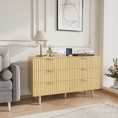 Commode cannelée en bois 6 tiroirs