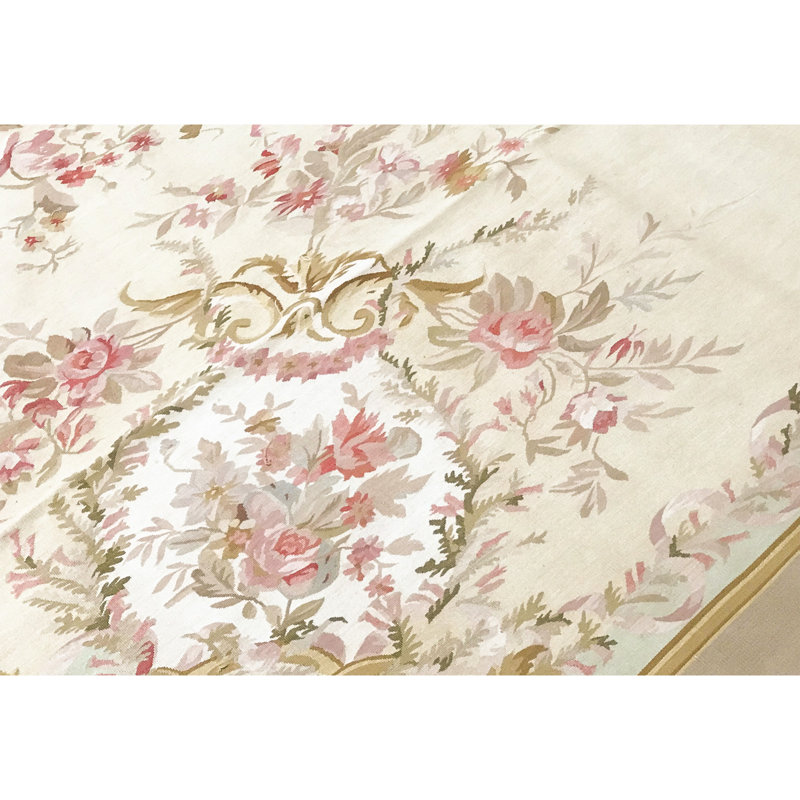 Hand-Knotted High-Quality Beige and Green Area Rug