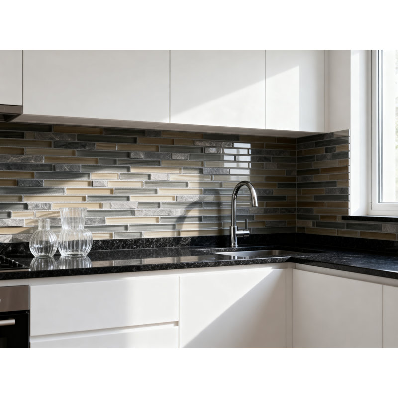 New Era 12 in. x 12 in. Glass & Stone Straight Edge Square Mosaic Wall & Pool Tile, Pickel Green