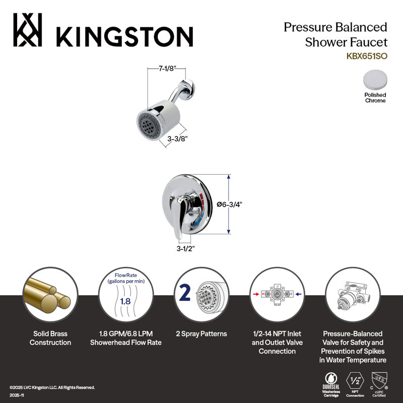 Kingston Brass Single-Handle Pressure Balanced Shower Faucet