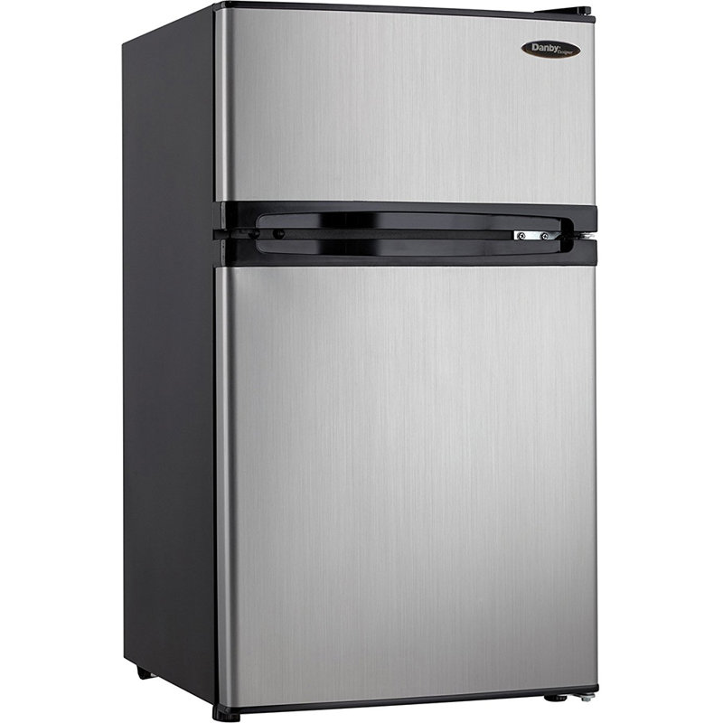 Danby Designer 3.1 Cubic Feet Freestanding Mini Fridge with Freezer, Stainless Steel