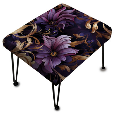 Repose-pieds glamour doré et mauve à motif damassé II