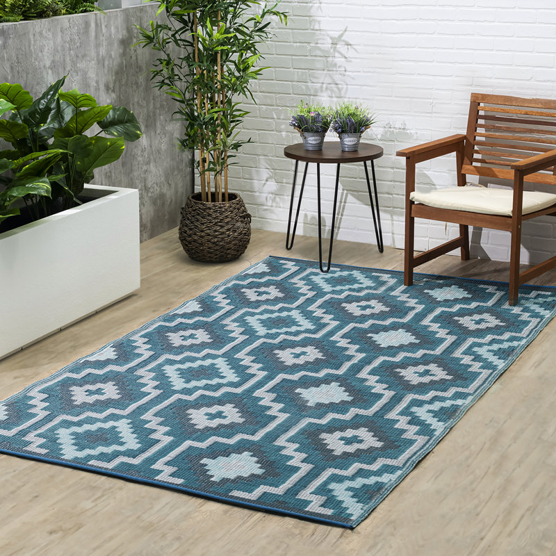 Outdoor Rug Plastic Straw Rug Waterproof Patio Olivama , Rectangle 6' x 9', Lhasa - Orange & Violet