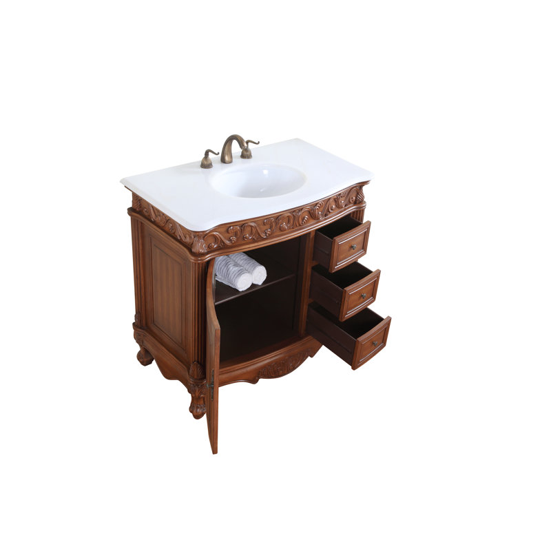 Ensemble de meuble-lavabo simple 36 po Aurillac, Teck, Blanc Guangxi