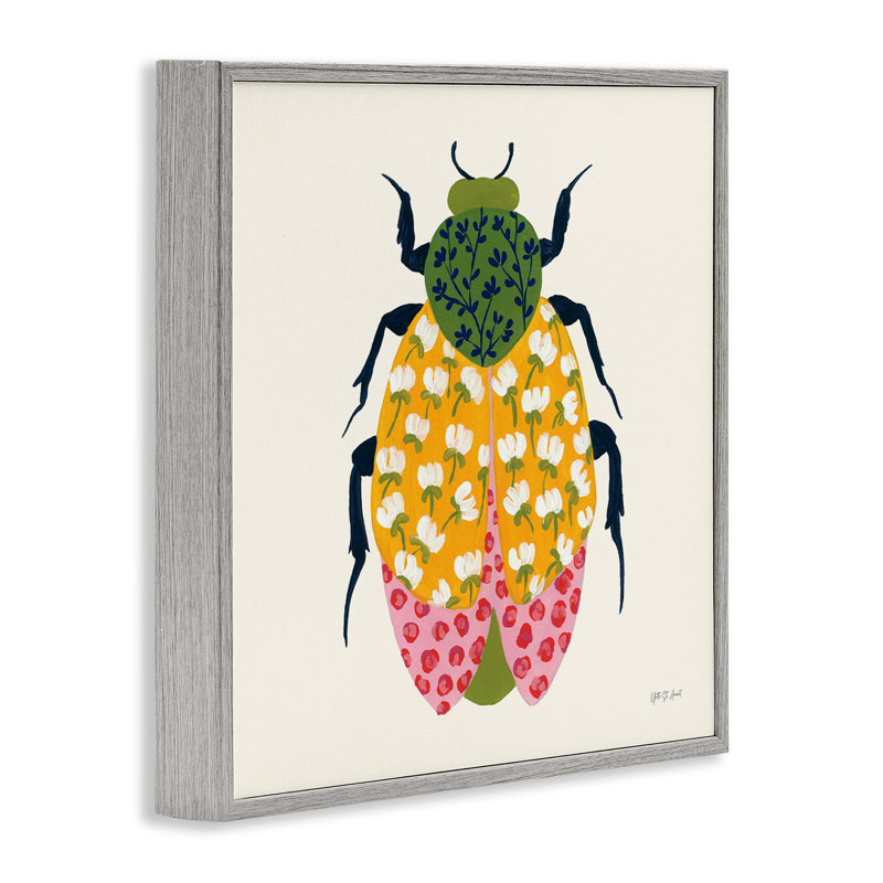  «Mixed Blooms Beetle», art giclée par Yvette St. Amant, H 12 po x l 12 po, Estampe numérique Farmhouse