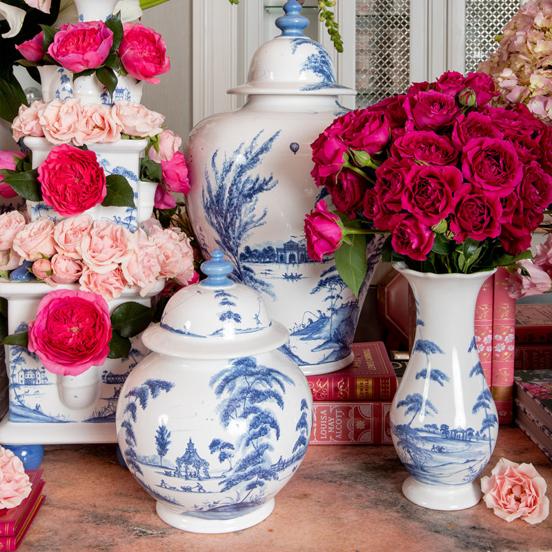 Country Estate 17" Ginger Jar - Delft Blue
