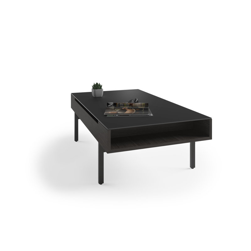 Reveal Glass Coffee Table, Charcoal Stained Ash