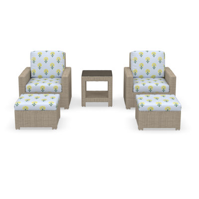 Outdoor Patio Lounge Chair With Ottomans And Sunbrella Cushions by Birch Lane