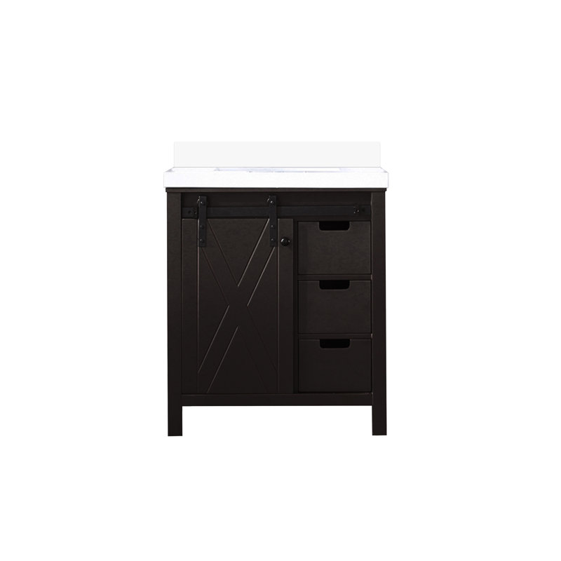 Meuble-lavabo double Ketchum, Brun rustique, 80", Quartz blanc