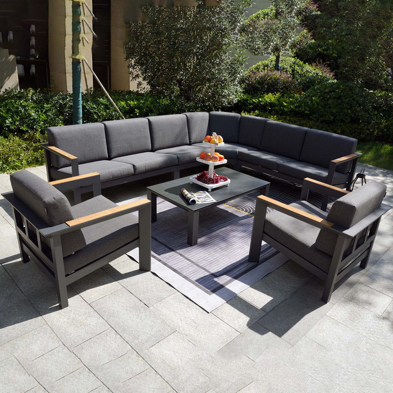 Ensemble de conversation modulaire avec coussins 7 pièces Caggiano