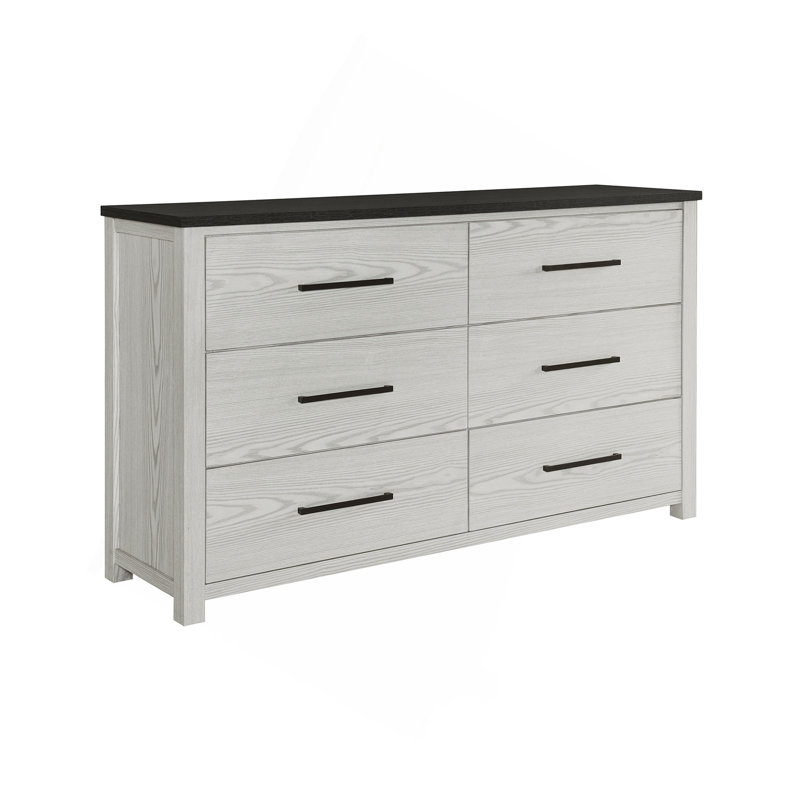 Cette commode et cette commode allient le bois gris clair à un design élégant pour rehausser l'esthétique de la pièce tout en gardant les objets propres.