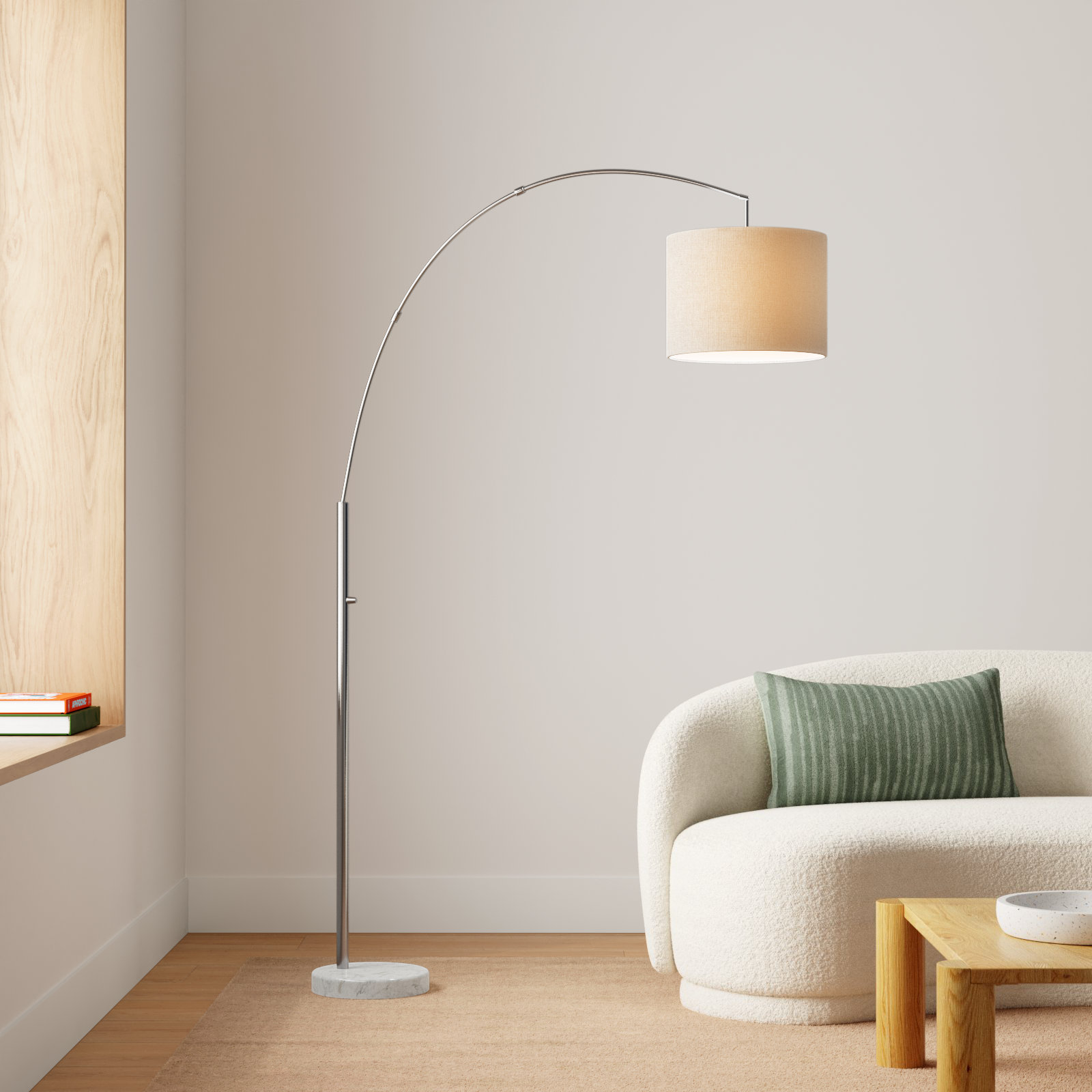 Felice 73.5'' Floor Lamp, White Marble, Gray