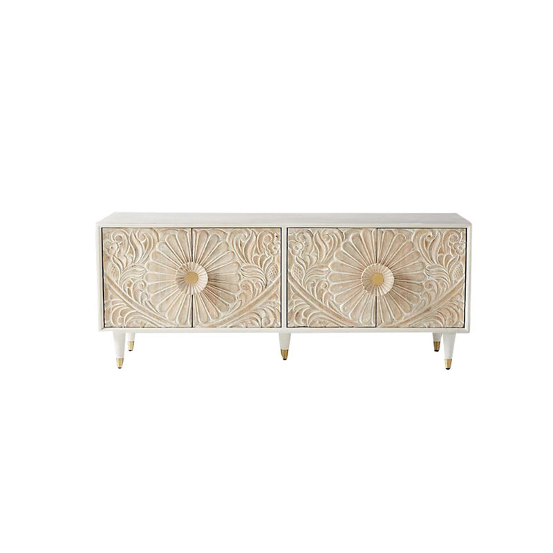 Armoire décorative simple de style nordique, Blanc / doré