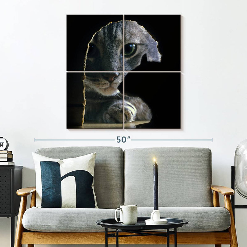 Cat Hunting Mouse, 32" H x 32" W