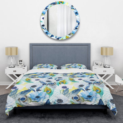 Ensemble de housse de couette en microfibre bleu / vert / jaune 3 pièces