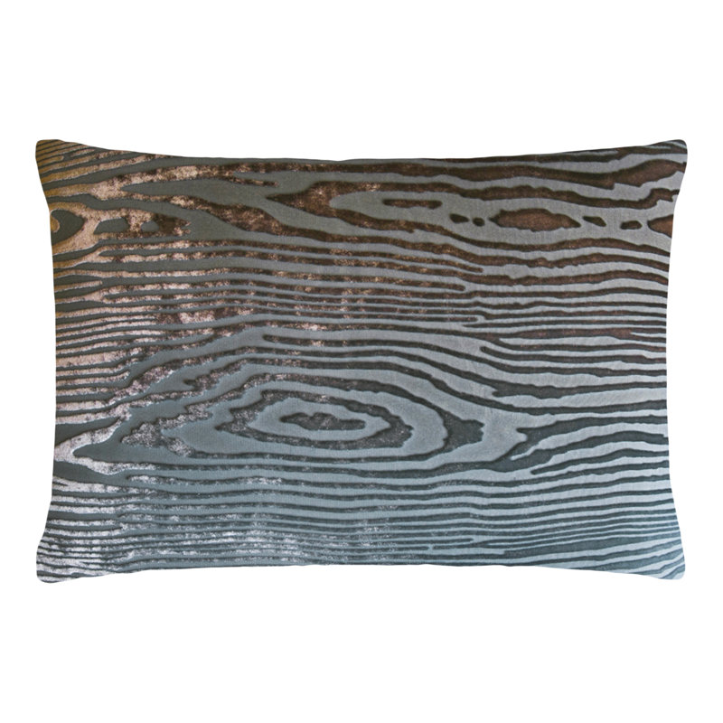 Woodgrain Rectangle Velvet Pillow Cover & Insert, Gunmetal, Rectangle 12"H x 24"W