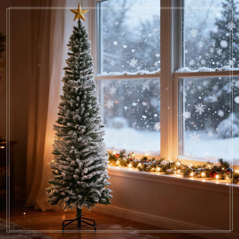 Arbre de Noël floqué avec fausse neige