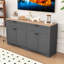 Buffet rustique multifonctionnel avec tablettes réglables et beaucoup de rangement-112438811