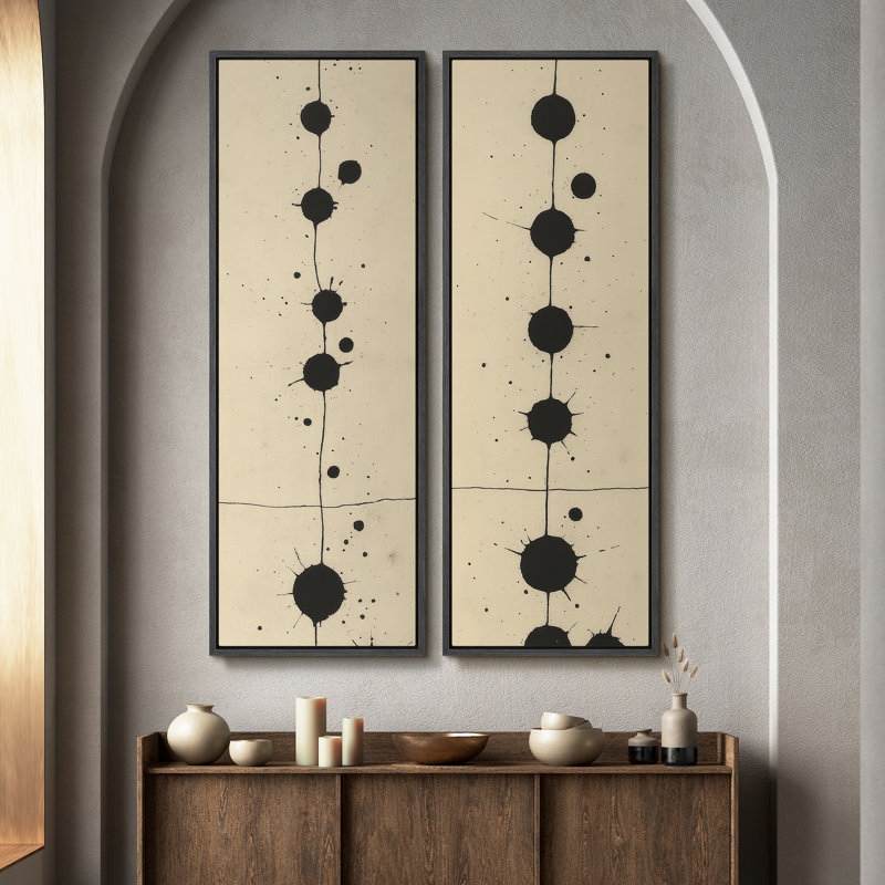 «Vintage Landscape Wall Art», ensemble de 2 toiles encadrées 20 x 60 pouces, Noir