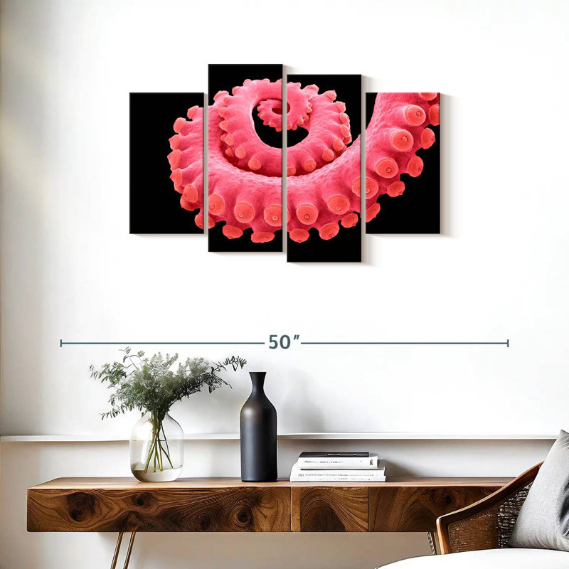 Pieuvre rose tentacule, H 22 po x l 36 po