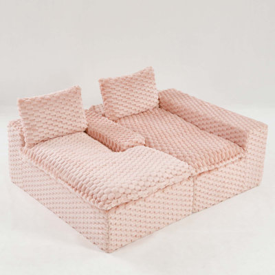 Turtle Velvet Versatile Sofa: Convertible Twin-Seat & left Chaise Lounge with Face-to-Face Seating, Switchable Between L-Shape and Straight Shape