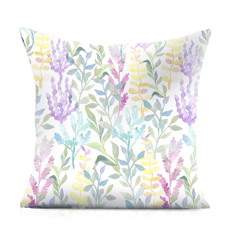 Indoor / Outdoor Floral Square Cushion, Purple/Blue/Yellow/Green Floral